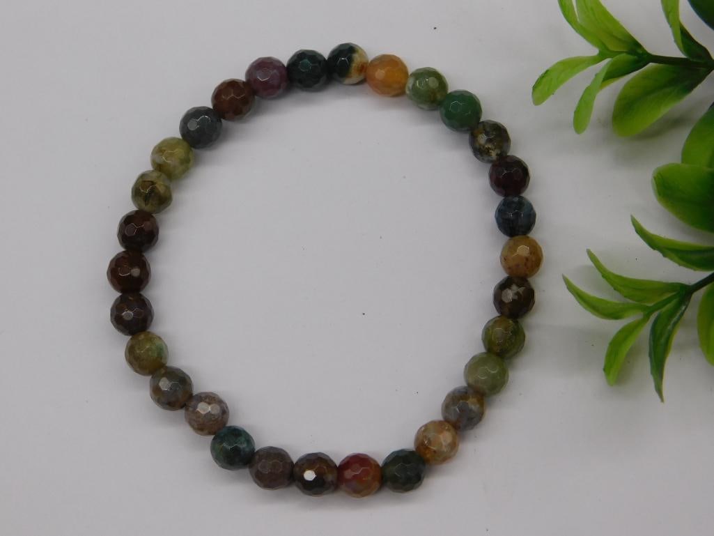 BEADED STONE BRACELET ROCK STONE LAPIDARY SPECIMEN: BEADED STONE BRACELET ROCK STONE LAPIDARY SPECIMEN