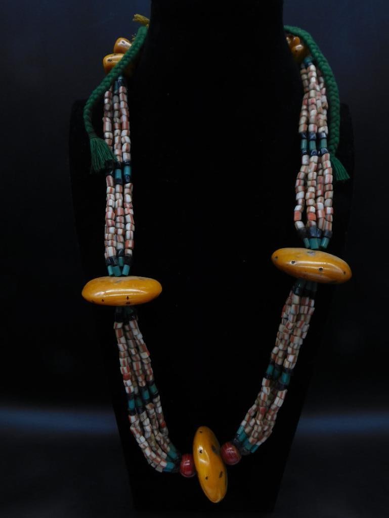 AFRICAN TRADE BEAD CEREMONIAL ORNATE NECKLACE: AFRICAN TRADE BEAD CEREMONIAL ORNATE NECKLACE