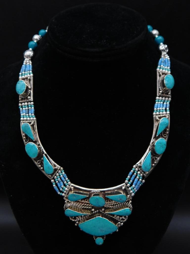 TURQUOISE NECKLACE ROCK STONE LAPIDARY SPECIMEN: TURQUOISE NECKLACE ROCK STONE LAPIDARY SPECIMEN
