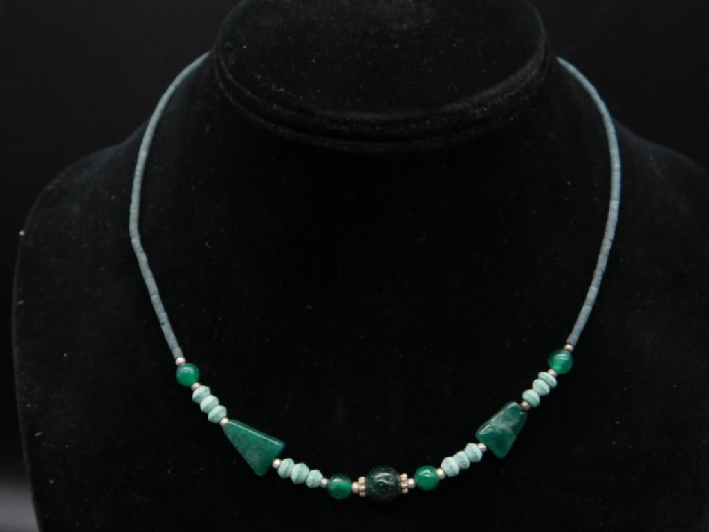 BEADED NECKLACE ROCK STONE LAPIDARY SPECIMEN: BEADED NECKLACE ROCK STONE LAPIDARY SPECIMEN — Part of our Discover Vintage Vault, Crystals and Gems auction at HATMAN'S Auctions! Please see photos for measurements and condition. YES, we have