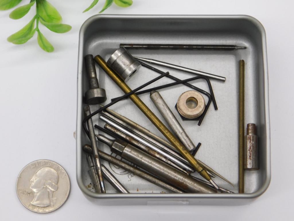 Metal Tools and Components in Tin Box WATCHMAKER WATCHMAKING TOOLS - 3