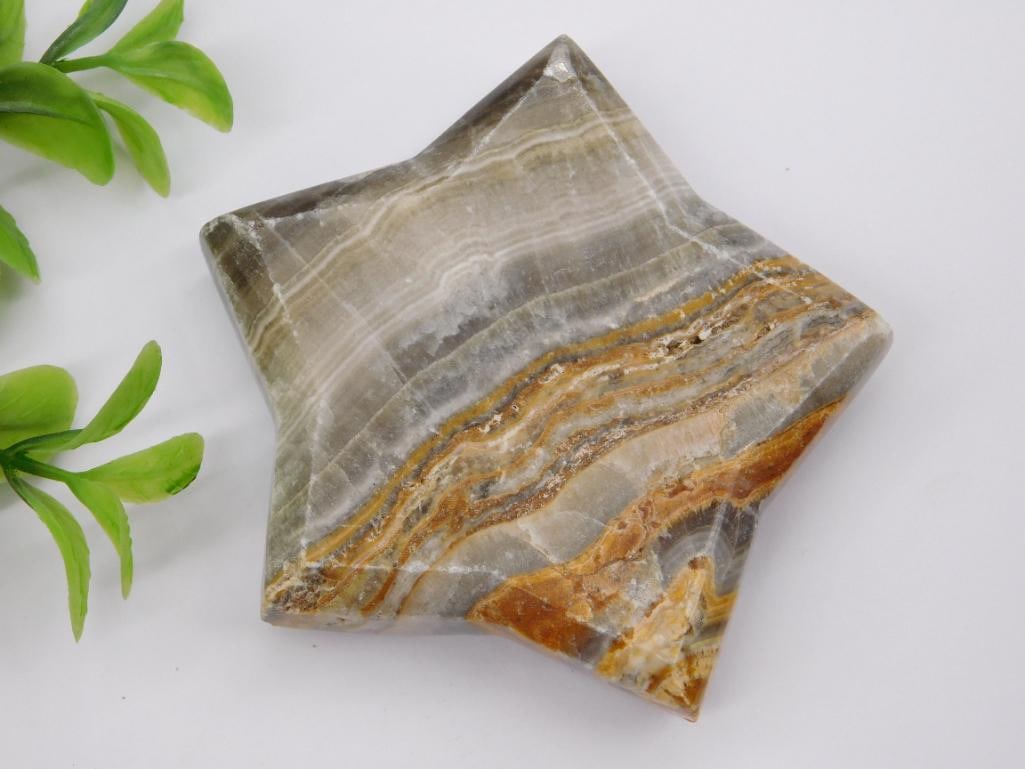 BANDED CALCITE STAR ROCK STONE LAPIDARY SPECIMEN: BANDED CALCITE STAR ROCK STONE LAPIDARY SPECIMEN — Part of our Discover Vintage Vault, Crystals and Gems auction at HATMAN'S Auctions! Please see photos for measurements and condition. YES, we have 