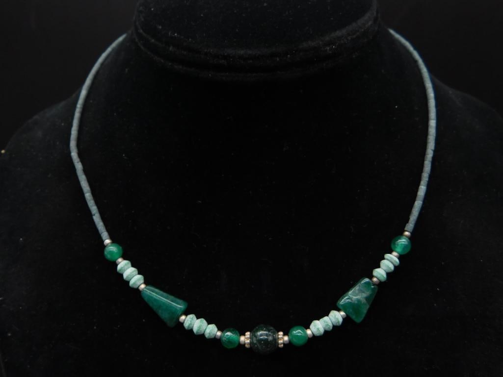 BEADED NECKLACE ROCK STONE LAPIDARY SPECIMEN: BEADED NECKLACE ROCK STONE LAPIDARY SPECIMEN — Part of our Discover Vintage Vault, Crystals and Gems auction at HATMAN'S Auctions! Please see photos for measurements and condition. YES, we have in-h