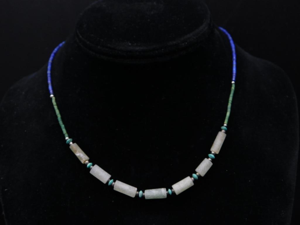 MIXED STONE NECKLACE ROCK STONE LAPIDARY SPECIMEN: MIXED STONE NECKLACE ROCK STONE LAPIDARY SPECIMEN — Part of our Discover Vintage Vault, Crystals and Gems auction at HATMAN'S Auctions! Please see photos for measurements and condition. YES, we