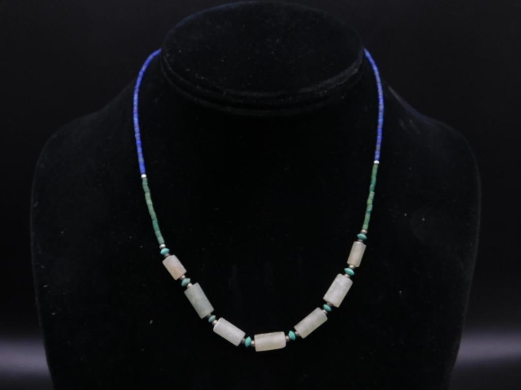 MIXED STONE NECKLACE ROCK STONE LAPIDARY SPECIMEN: MIXED STONE NECKLACE ROCK STONE LAPIDARY SPECIMEN — Part of our Discover Vintage Vault, Crystals and Gems auction at HATMAN'S Auctions! Please see photos for measurements and condition. YES, we