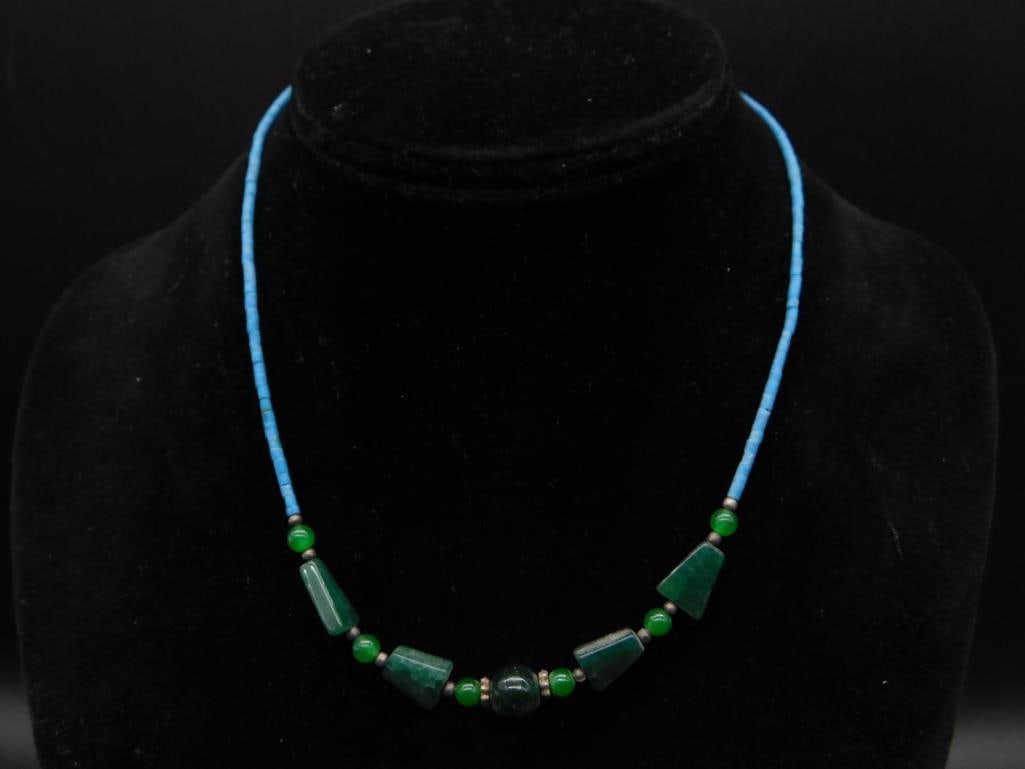 MIXED STONE NECKLACE ROCK STONE LAPIDARY SPECIMEN: MIXED STONE NECKLACE ROCK STONE LAPIDARY SPECIMEN — Part of our Discover Vintage Vault, Crystals and Gems auction at HATMAN'S Auctions! Please see photos for measurements and condition. YES, we have