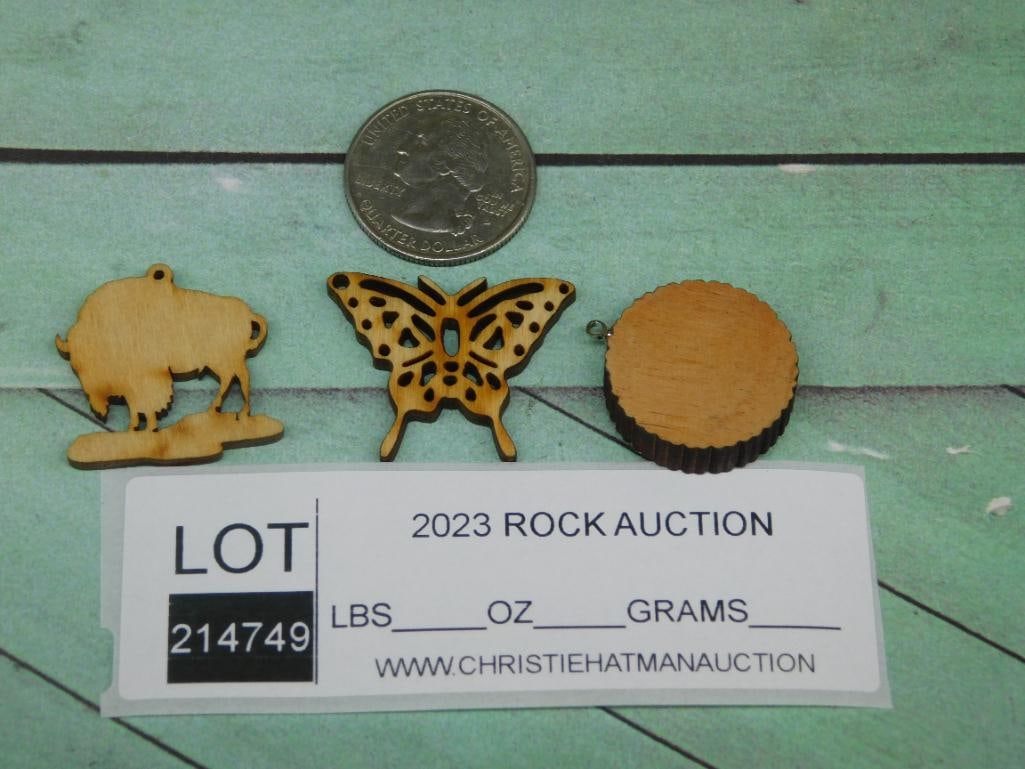 WOODEN PENDANTS ROCK STONE LAPIDARY SPECIMEN - 2