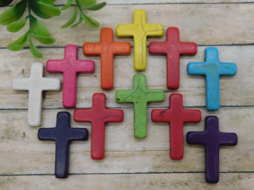 STONE CROSS BEADS ROCK STONE LAPIDARY SPECIMEN (1 of 2)