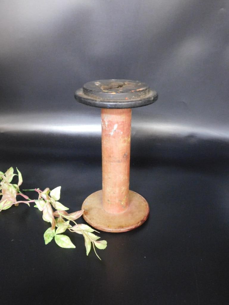 Wooden Textile Spool With Black End Cap - 2