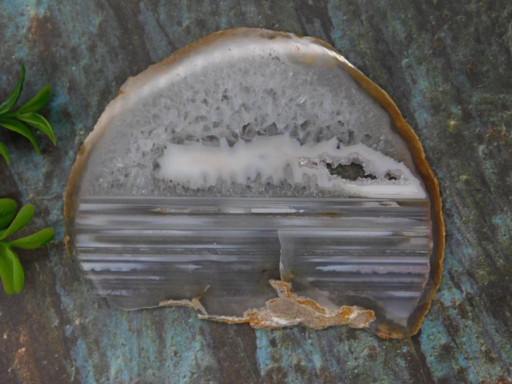 Water Level Agate Slice Rock Stone Lapidary Specimen: Water Level Agate Slice Rock Stone Lapidary Specimen