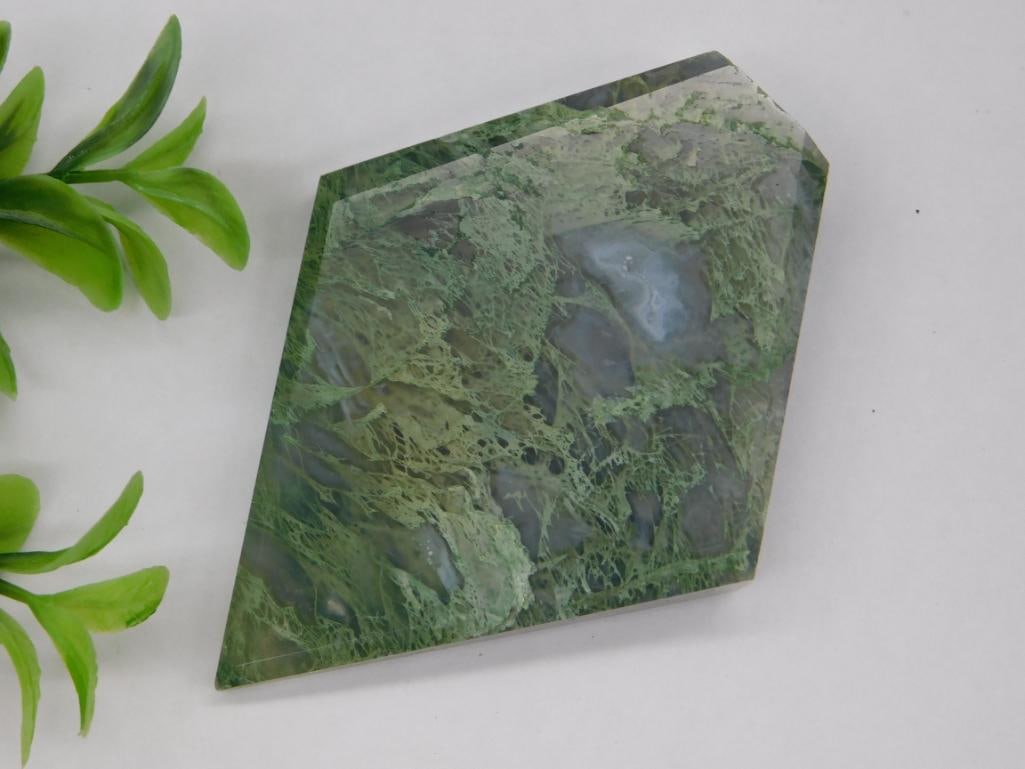 MOSS PLUME AGATE GEOMETRIC SHAPE ROCK STONE LAPIDARY SPECIMEN (1 of 2)