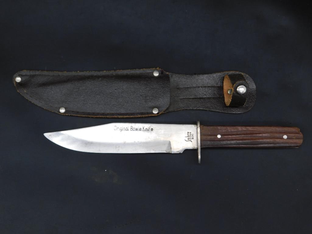 ORIGINAL BOWIE KNIFE WITH SHEATH VINTAGE ANTIQUE: ORIGINAL BOWIE KNIFE WITH SHEATH VINTAGE ANTIQUE