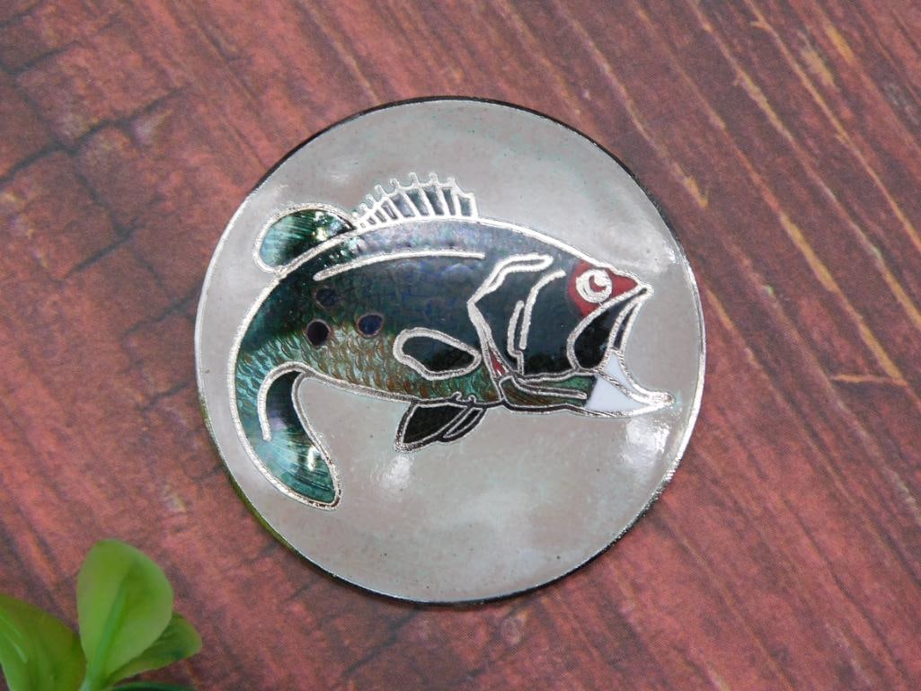 BASS CABOCHON MEDALLION: BASS CABOCHON MEDALLION - Part of our Discover Twilight Bazaar, Crystals and Gems auction at HATMAN'S Auctions! Please see photos for measurements and condition. YES, we have in-house shipping! We