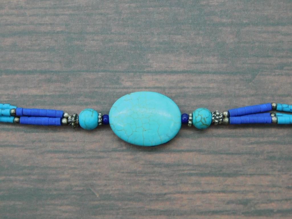 TURQUOISE AND LAPIS LAZULI BRACELET ROCK STONE LAPIDARY SPECIMEN: TURQUOISE AND LAPIS LAZULI BRACELET ROCK STONE LAPIDARY SPECIMEN