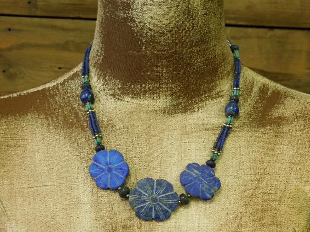 LAPIS LAZULI NECKLACE ROCK STONE LAPIDARY SPECIMEN (1 of 4)