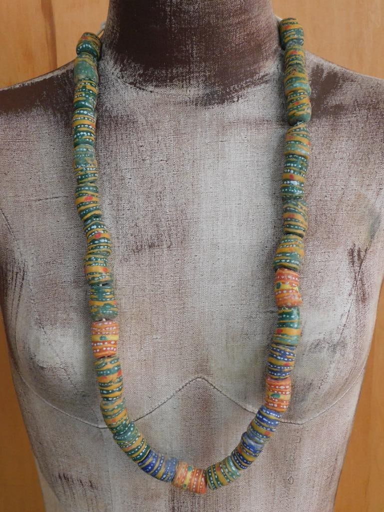 AFRICAN TRADE BEADS ROCK STONE LAPIDARY SPECIMEN: AFRICAN TRADE BEADS ROCK STONE LAPIDARY SPECIMEN — Part of our Discover Curiosity Shop, Crystals and Gems auction at HATMAN'S Auctions! Please see photos for measurements and condition. YES, we