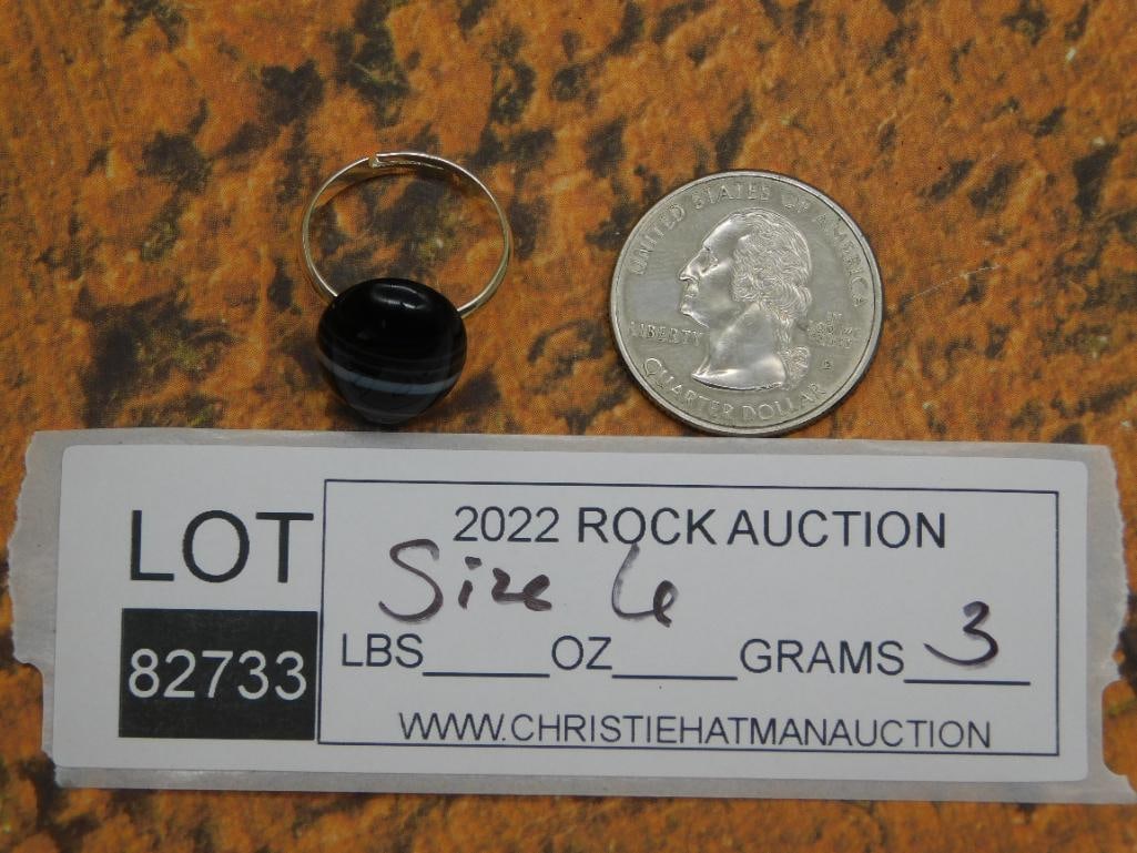 BANDED AGATE RING SIZE 6 ROCK STONE LAPIDARY SPECIMEN - 2