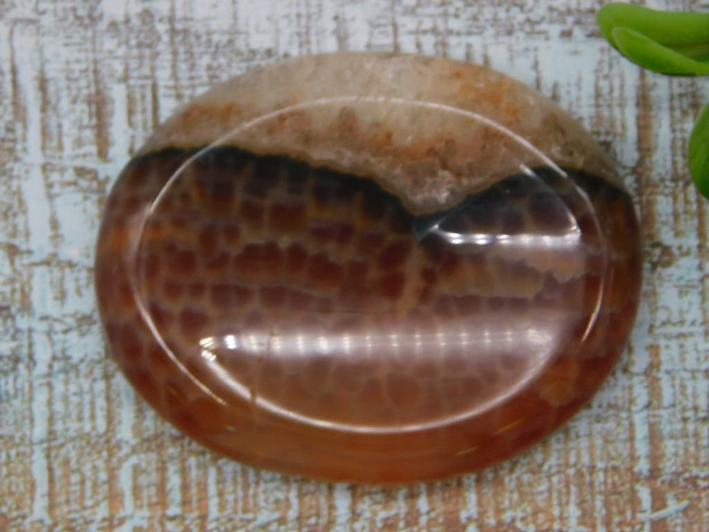 FIRE AGATE WORRY STONE ROCK STONE LAPIDARY SPECIMEN - 2