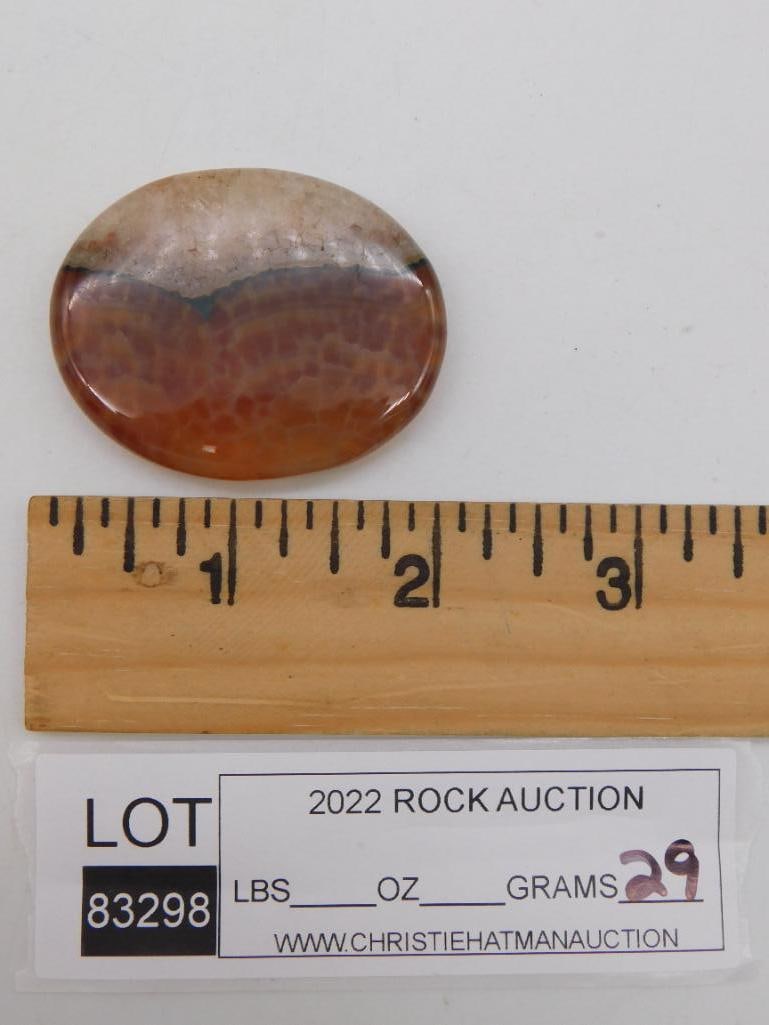FIRE AGATE WORRY STONE ROCK STONE LAPIDARY SPECIMEN - 3