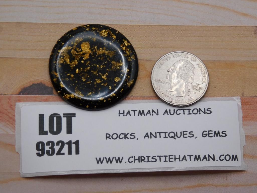 GOLD FLECKED CABOCHON ROCK STONE LAPIDARY SPECIMEN: GOLD FLECKED CABOCHON ROCK STONE LAPIDARY SPECIMEN