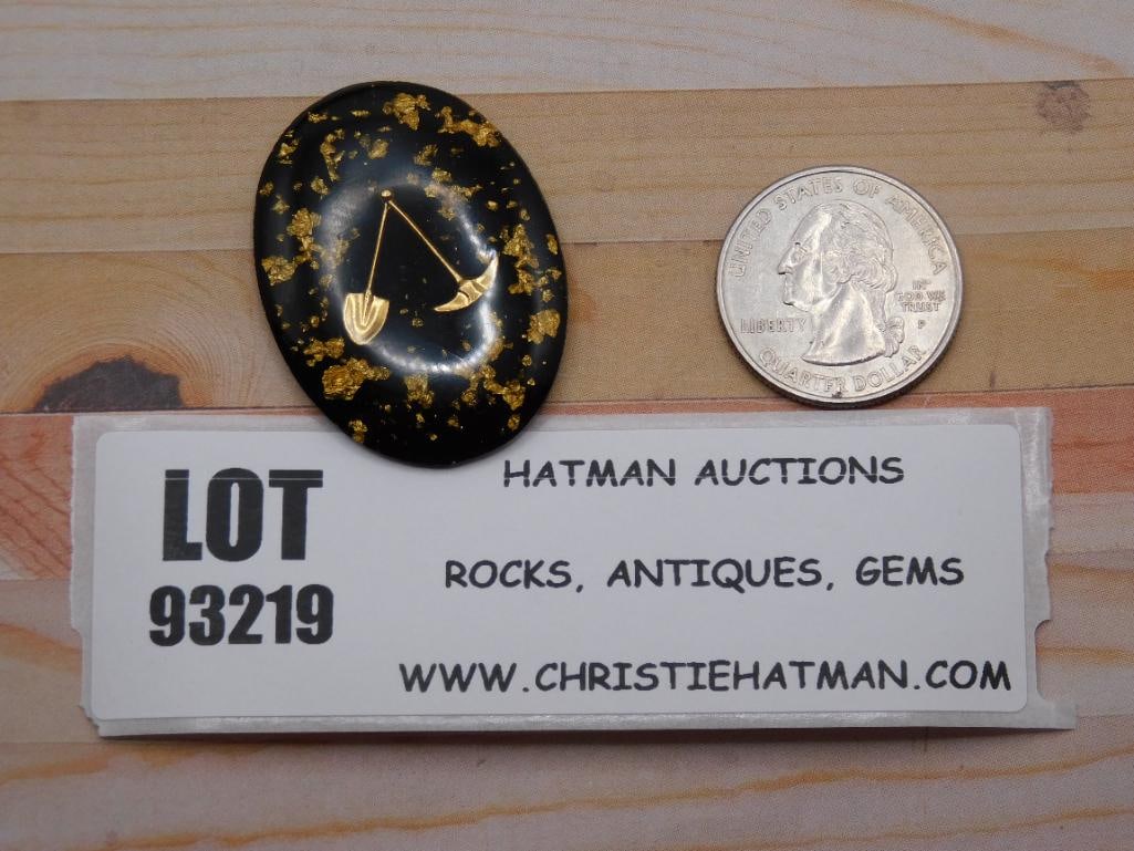 GOLD FLECKED CABOCHON ROCK STONE LAPIDARY SPECIMEN: GOLD FLECKED CABOCHON ROCK STONE LAPIDARY SPECIMEN