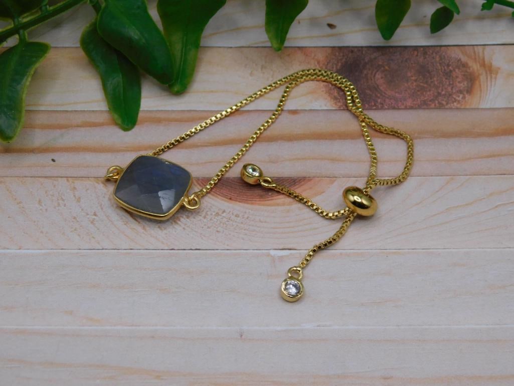 LABRADORITE ADJUSTABLE BRACELET ROCK STONE LAPIDARY SPECIMEN (1 of 3)