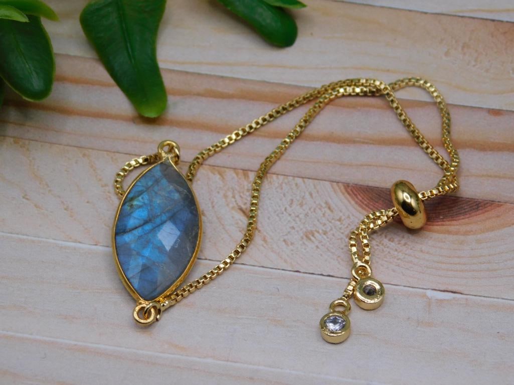 LABRADORITE ADJUSTABLE BRACELET ROCK STONE LAPIDARY SPECIMEN (1 of 3)