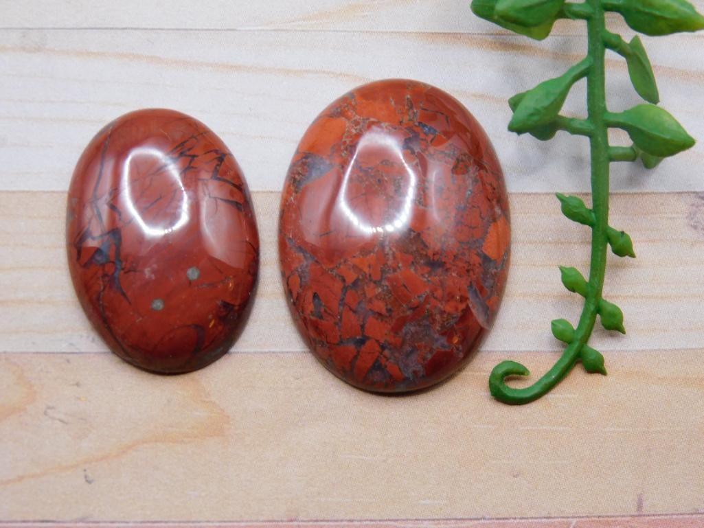 BRECCIATED JASPER CABOCHONS ROCK STONE LAPIDARY SPECIMEN (1 of 2)