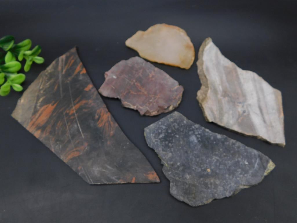 SLABS ROCK STONE LAPIDARY SPECIMEN: SLABS ROCK STONE LAPIDARY SPECIMEN — Part of our Discover Mystic Finds, Crystals and Gems auction at HATMAN'S Auctions! Please see photos for measurements and condition. YES, we have in-house