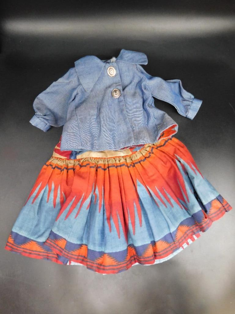 DOLL CLOTHES BLOUSE AND WESTERN SKIRT VINTAGE ANTIQUE: DOLL CLOTHES BLOUSE AND WESTERN SKIRT VINTAGE ANTIQUE