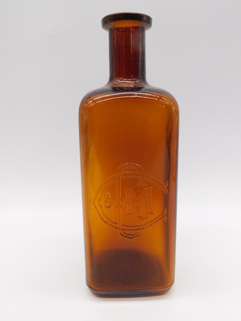 THE DUFFY MALT WHISKEY COMPANY ANTIQUE AMBER GLASS MEDICINE BOTTLE VINTAGE APOTHECARY: THE DUFFY MALT WHISKEY COMPANY ANTIQUE AMBER GLASS MEDICINE BOTTLE VINTAGE APOTHECARY