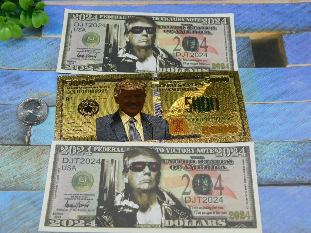 Commemorative 2024 DJT Notes and Gold-Plated Bill (1 of 3)