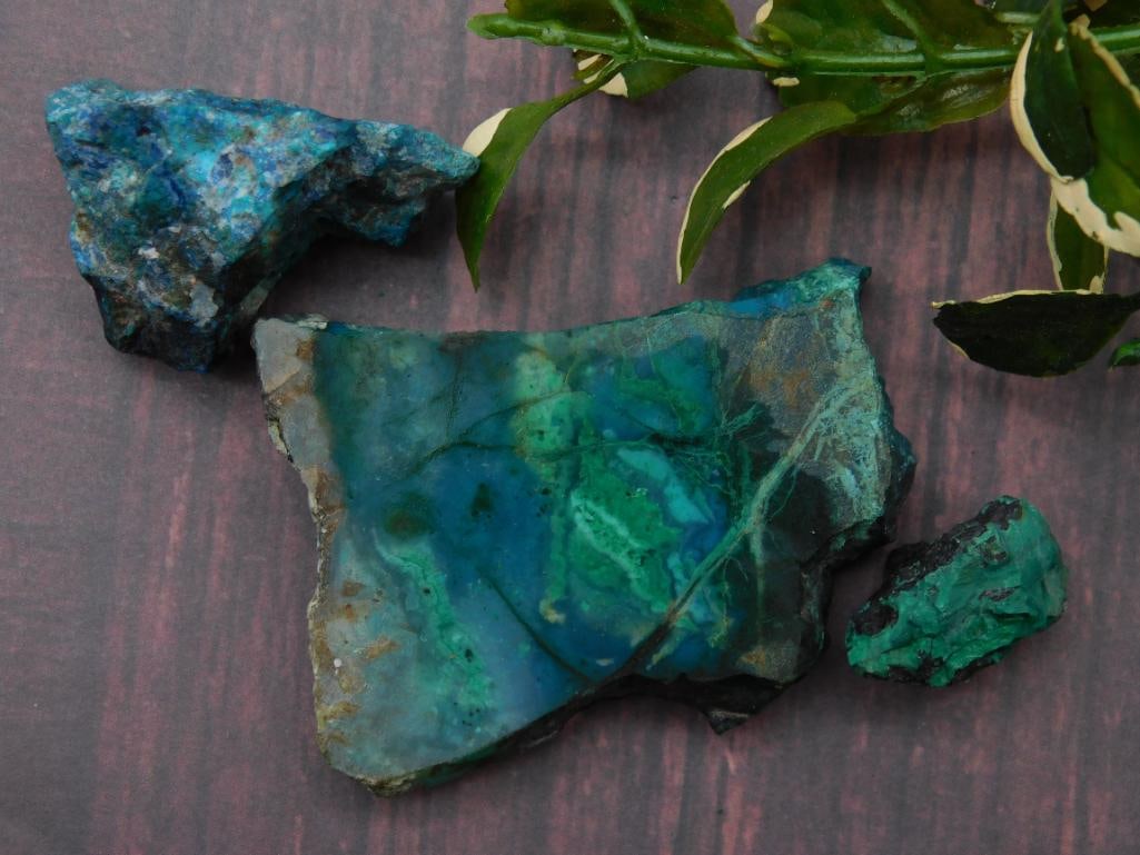 Three Chrysocolla Specimens ROCK STONE LAPIDARY SPECIMEN: Three Chrysocolla Specimens ROCK STONE LAPIDARY SPECIMEN
