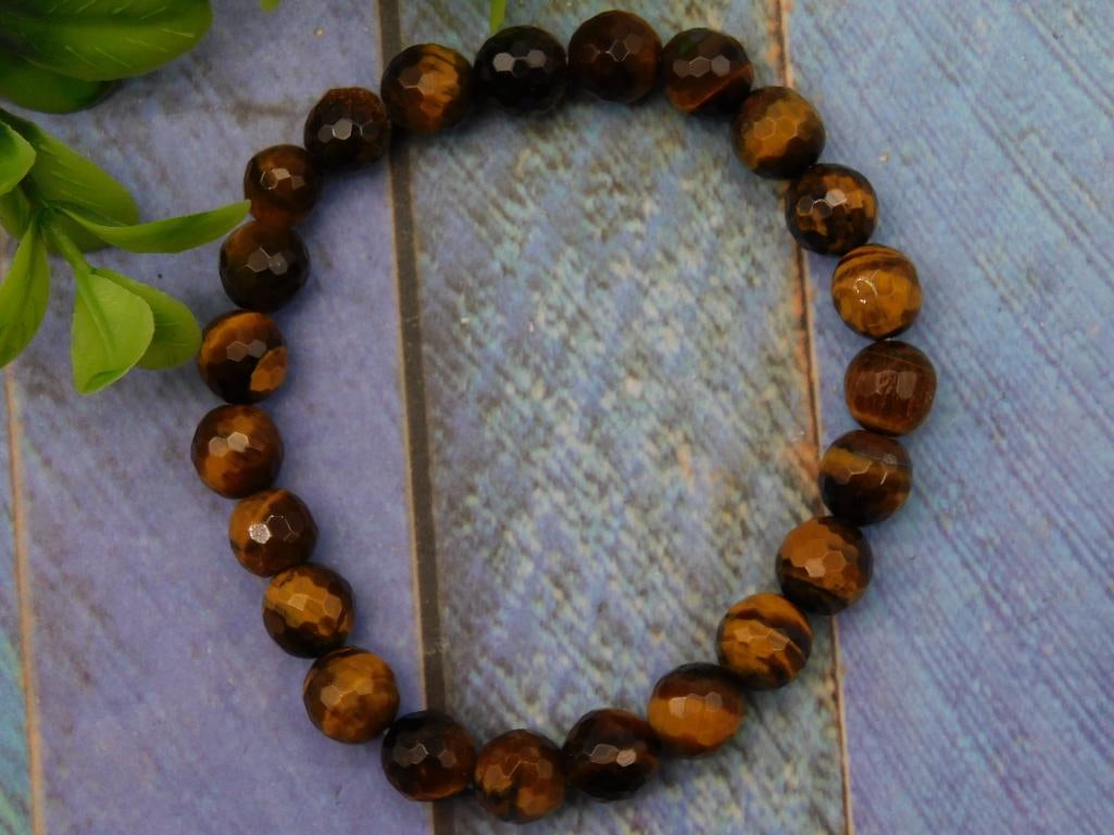 Tigers Eye Bead Stretch Bracelet ROCK STONE LAPIDARY SPECIMEN (1 of 2)
