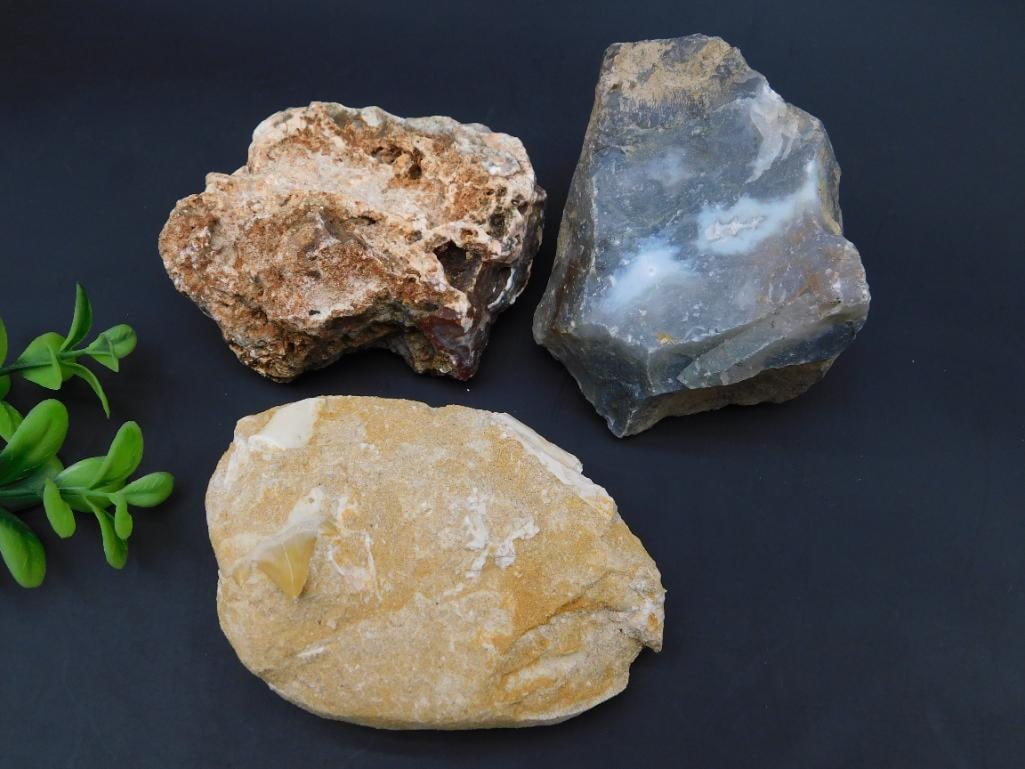 MIXED ROUGH LOT ROCK STONE LAPIDARY SPECIMEN: MIXED ROUGH LOT ROCK STONE LAPIDARY SPECIMEN