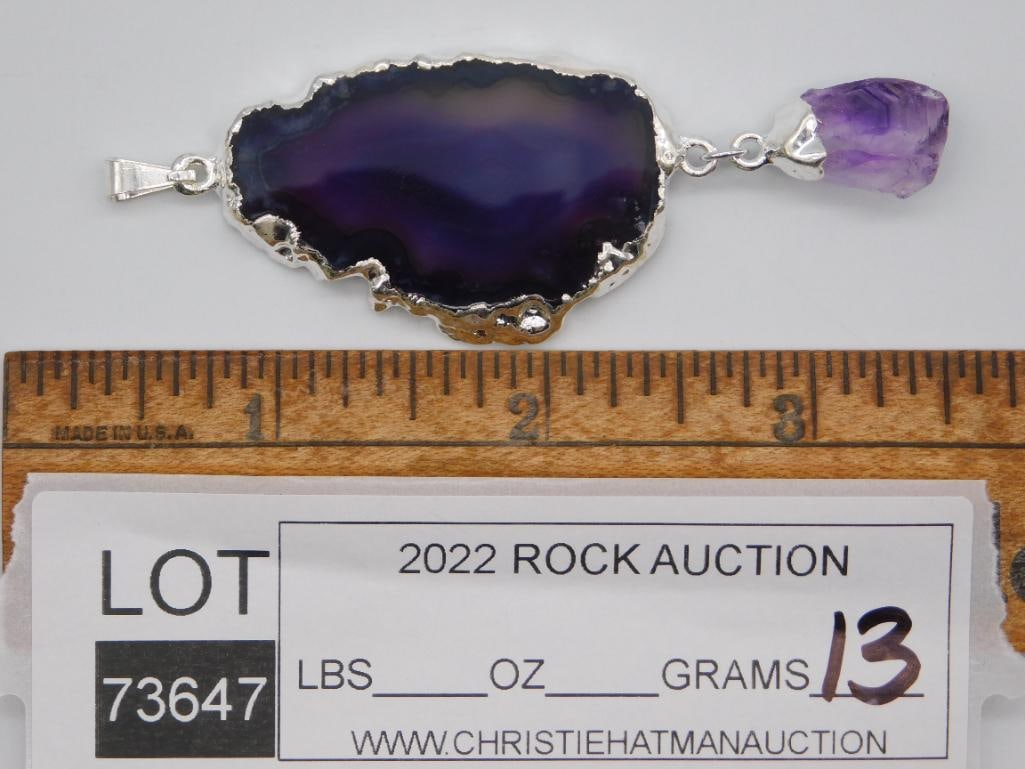 AGATE SLICE PENDANT ROCK STONE LAPIDARY SPECIMEN - 2