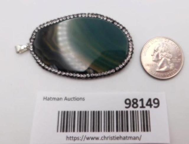 AGATE SLICE PENDANT ROCK STONE LAPIDARY SPECIMEN - 3