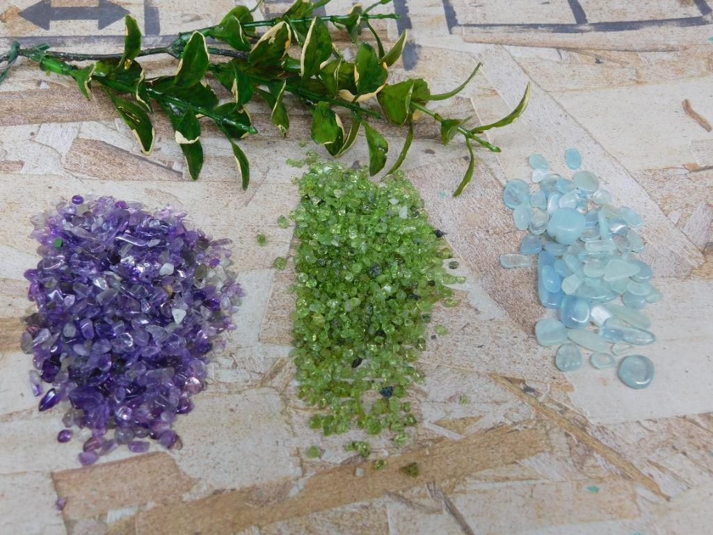 PERIDOT AQUAMARINE AND AMETHYST ROCK STONE LAPIDARY SPECIMEN: PERIDOT AQUAMARINE AND AMETHYST ROCK STONE LAPIDARY SPECIMEN