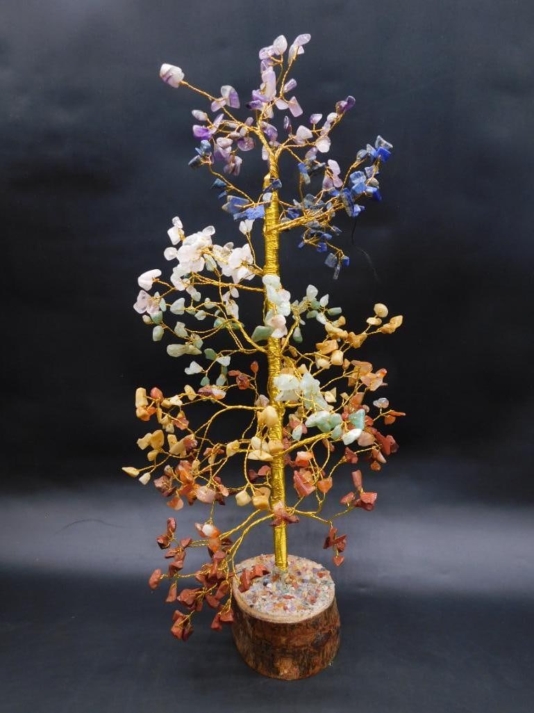 MIXED STONE TREE ROCK STONE LAPIDARY SPECIMEN: MIXED STONE TREE ROCK STONE LAPIDARY SPECIMEN