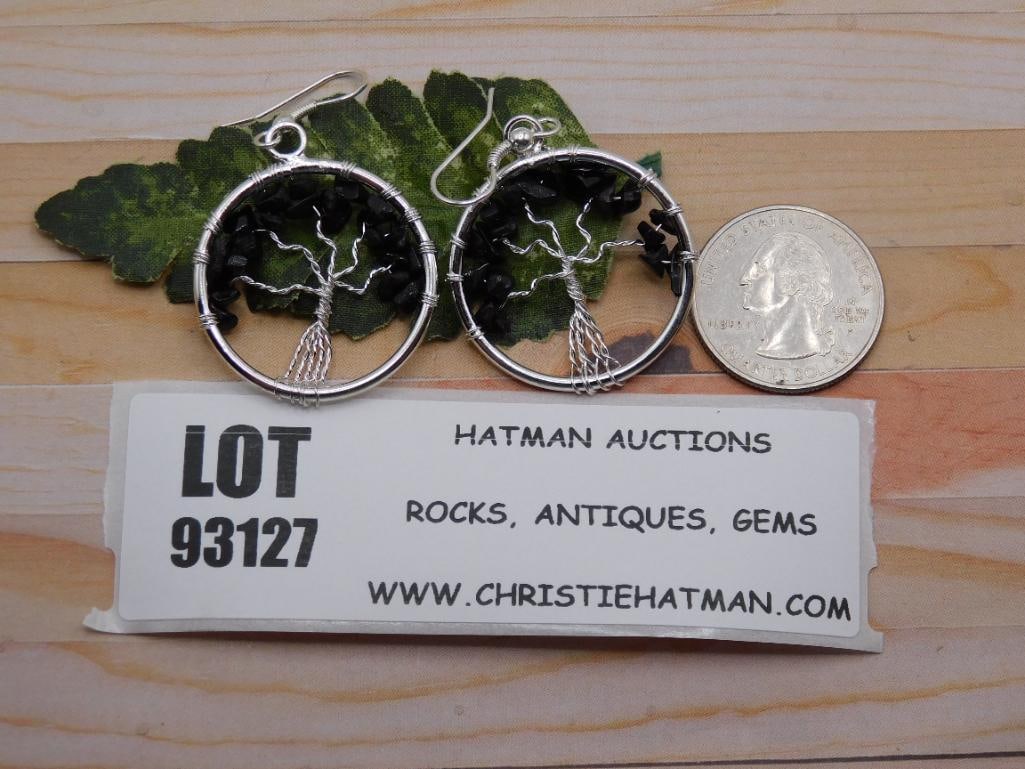 GENUINE STONE WIRE TREE EARRINGS ROCK STONE LAPIDARY SPECIMEN (1 of 1)