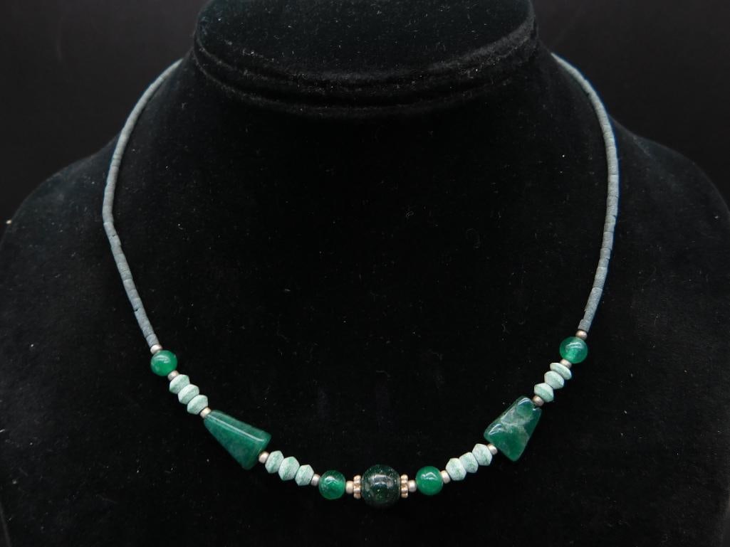 BEADED NECKLACE ROCK STONE LAPIDARY SPECIMEN: BEADED NECKLACE ROCK STONE LAPIDARY SPECIMEN