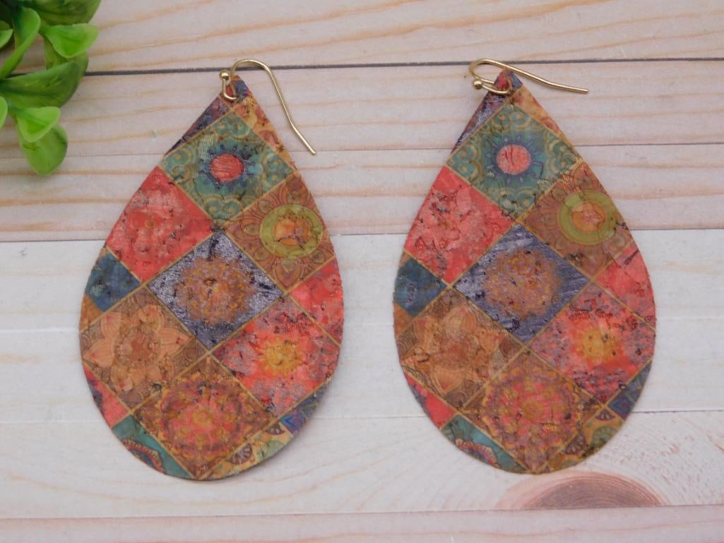 VINTAGE PATTERN TEAR DROP EARRINGS - 2