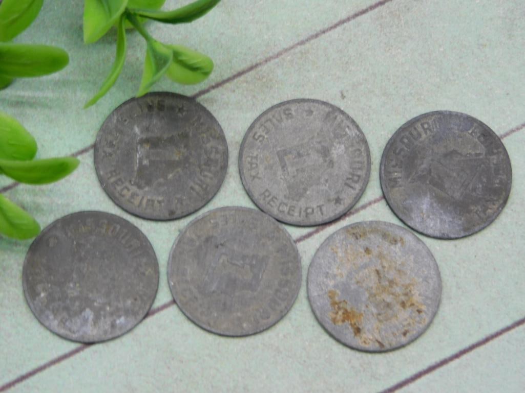 MISSOURI SALE TAX COINS: MISSOURI SALE TAX COINS - Authentic estate find offered in our online auction. Perfect for collectors, resellers, and enthusiasts of vintage, antiques, minerals, rocks, crystals, jewelry, and rare uni