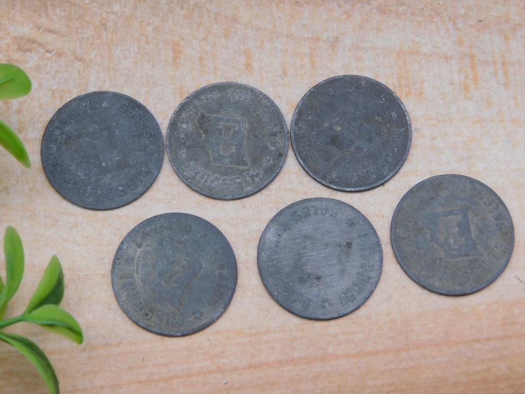 MISSOURI SALE TAX COINS: MISSOURI SALE TAX COINS - Authentic estate find offered in our online auction. Perfect for collectors, resellers, and enthusiasts of vintage, antiques, minerals, rocks, crystals, jewelry, and rare uni
