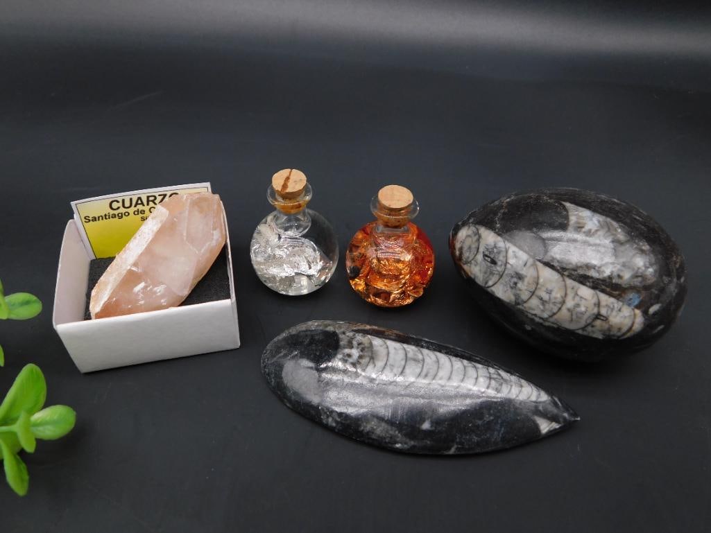 MIXED LOT ROCK STONE LAPIDARY SPECIMEN: MIXED LOT ROCK STONE LAPIDARY SPECIMEN - Authentic estate find offered in our online auction. Perfect for collectors, resellers, and enthusiasts of vintage, antiques, minerals, rocks, crystals, jewelr