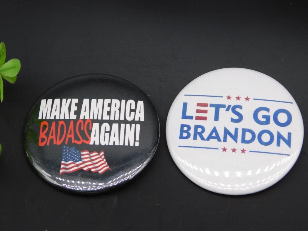 DONALD TRUMP PINS: DONALD TRUMP PINS - Authentic estate find offered in our online auction. Perfect for collectors, resellers, and enthusiasts of vintage, antiques, minerals, rocks, crystals, jewelry, and rare unique