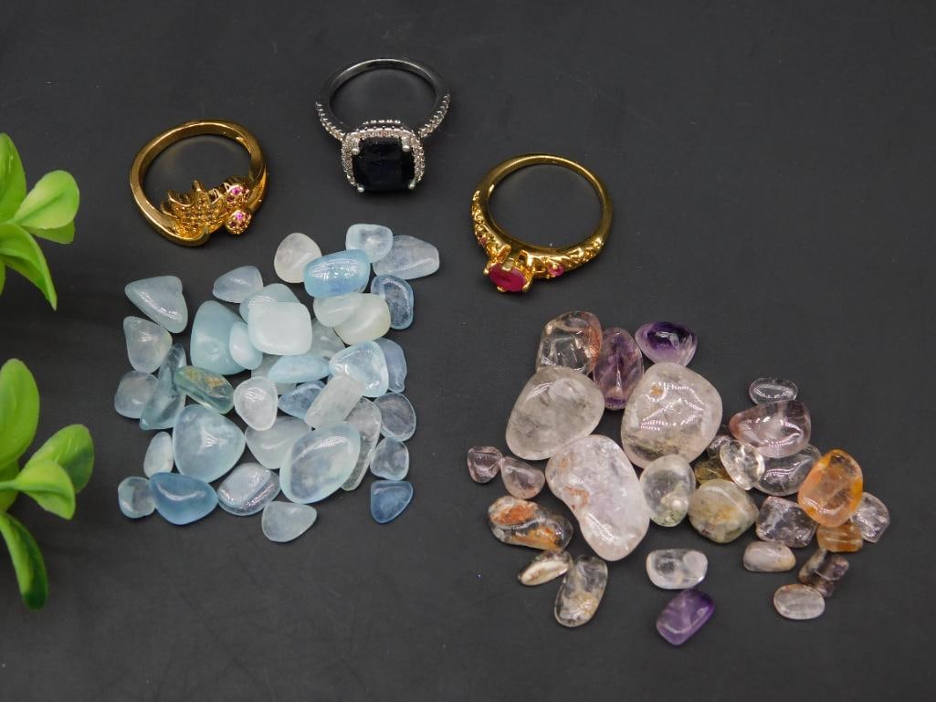MIXED LOT ROCK STONE LAPIDARY SPECIMEN: MIXED LOT ROCK STONE LAPIDARY SPECIMEN - Authentic estate find offered in our online auction. Perfect for collectors, resellers, and enthusiasts of vintage, antiques, minerals, rocks, crystals, jewelr