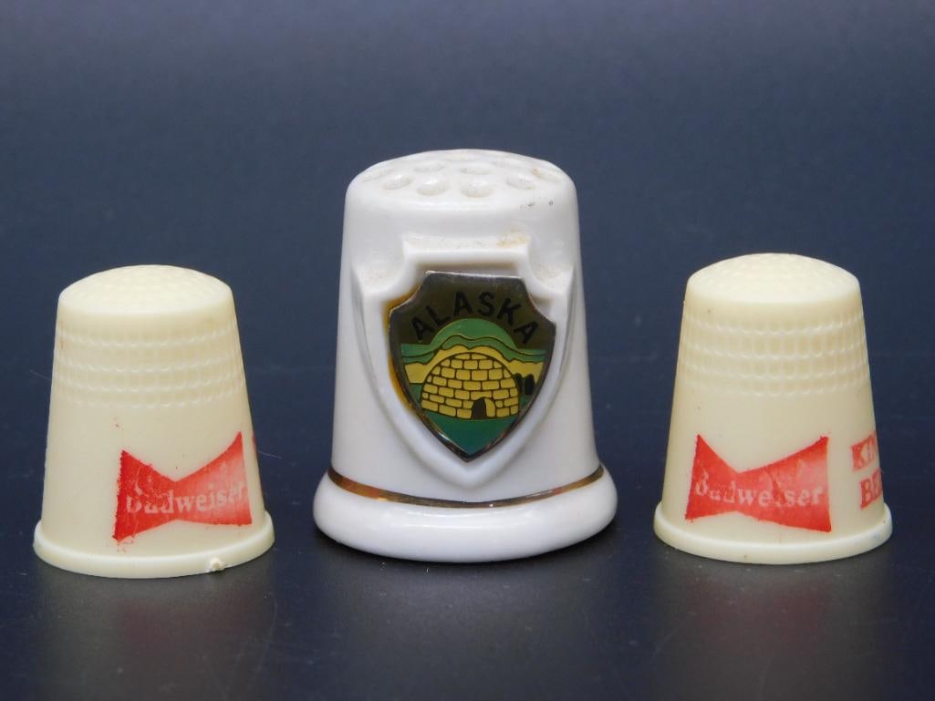 ANTIQUE ADVERTISING THIMBLES LOT OF 3: ANTIQUE ADVERTISING THIMBLES LOT OF 4