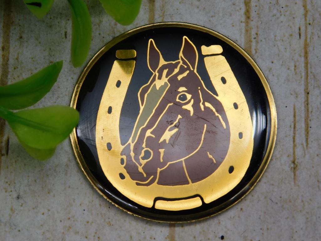 HORSE CABOCHON MEDALLION: HORSE CABOCHON MEDALLION - Part of our Discover Mystic Finds, Crystals and Gems auction at HATMAN'S Auctions! Please see photos for measurements and condition. YES, we have in-house shipping! We have