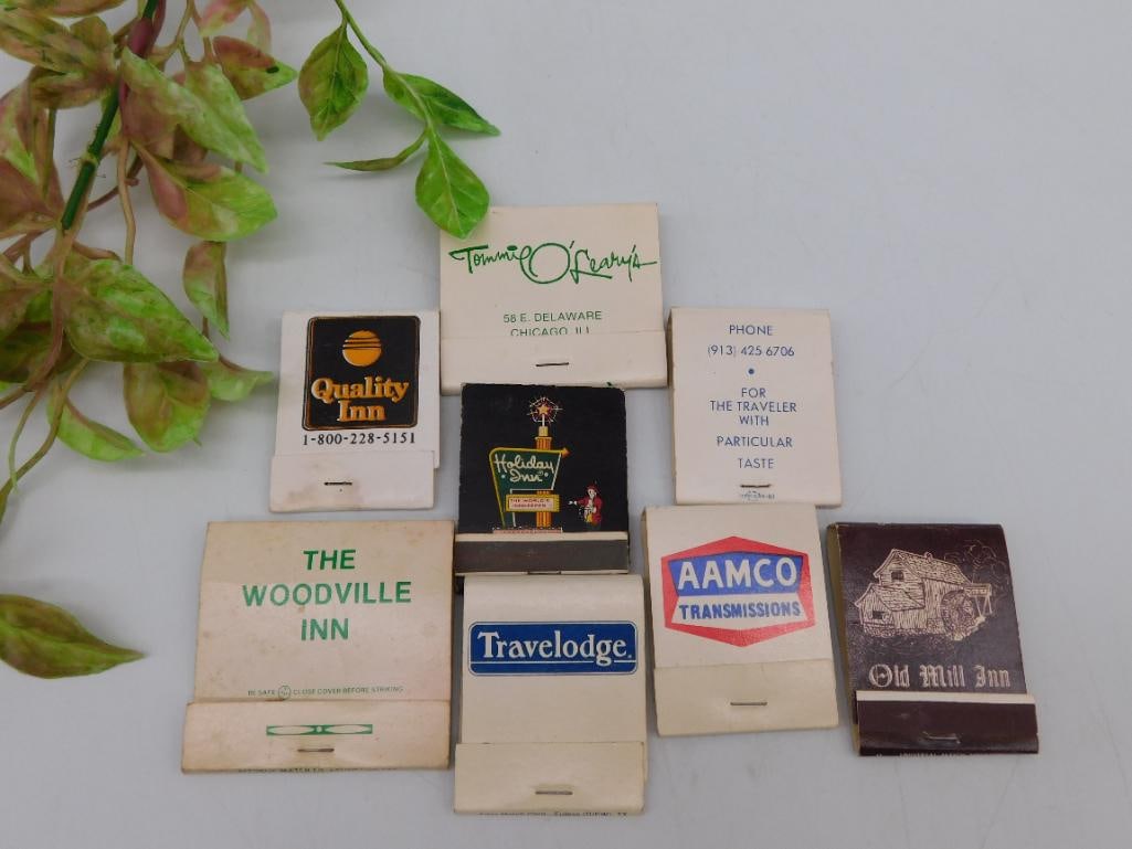 Collection of 7 Vintage Matchbooks from Hotels and Businesses: Collection of 7 Vintage Matchbooks from Hotels and Businesses - Part of our Discover Mystic Finds, Crystals and Gems auction at HATMAN'S Auctions! Please see photos for measurements and condition.